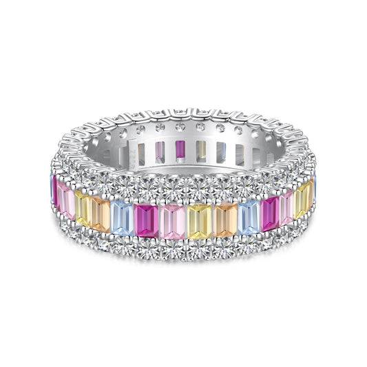 [Lucky Star]Dainty Colorful Radiant Cut Daily Ring