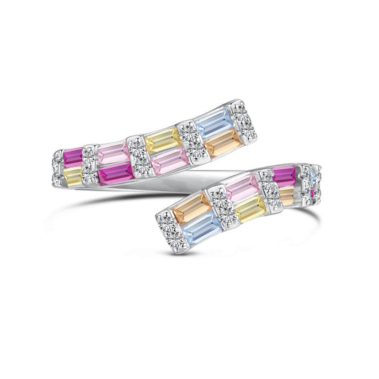 [Lucky Star]Charming Colorful Radiant Cut Adjustable Daily Ring