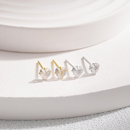 [Lucky Star]Sparkling Heart Shaped Simple Earrings