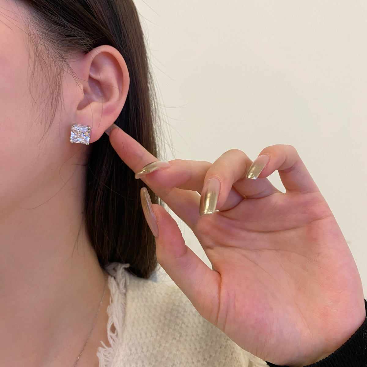 [Lucky Star]Delicate Square Shape Earrings