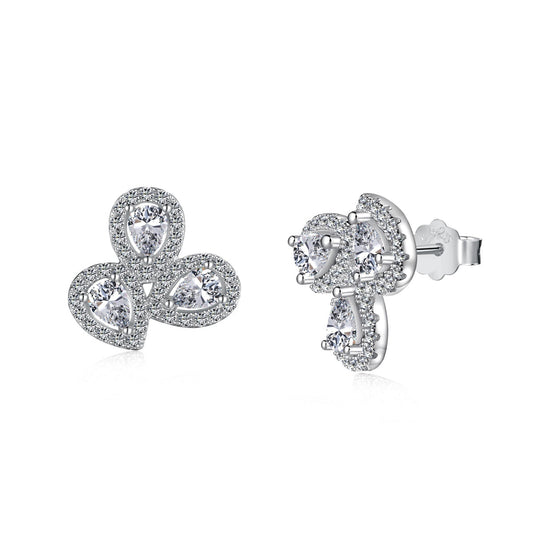 [Lucky Star]Ornate Flower Shape Pear Cut Lover Earrings