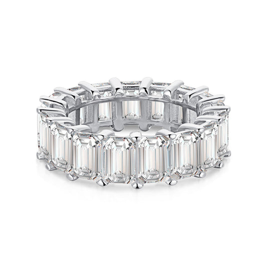 [Lucky Star]0.75 Carat Elegant Emerald Cut Tennis Ring